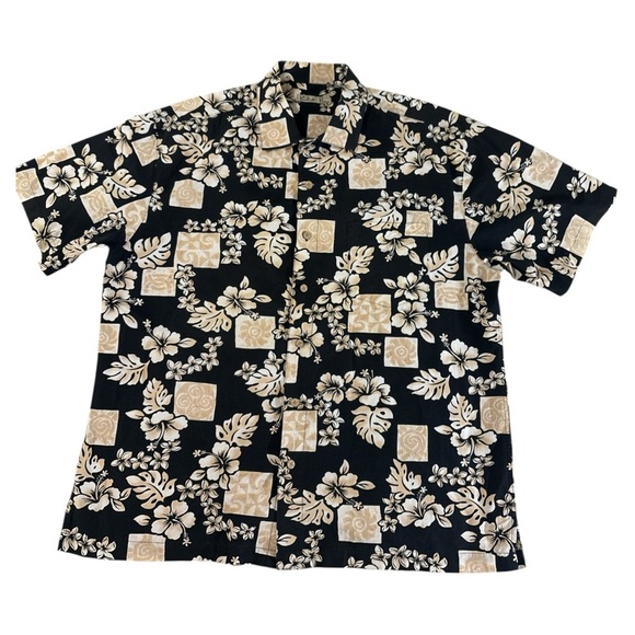 Casual Black and Cream Floral Button Down Shirt - Picture 1 of 6